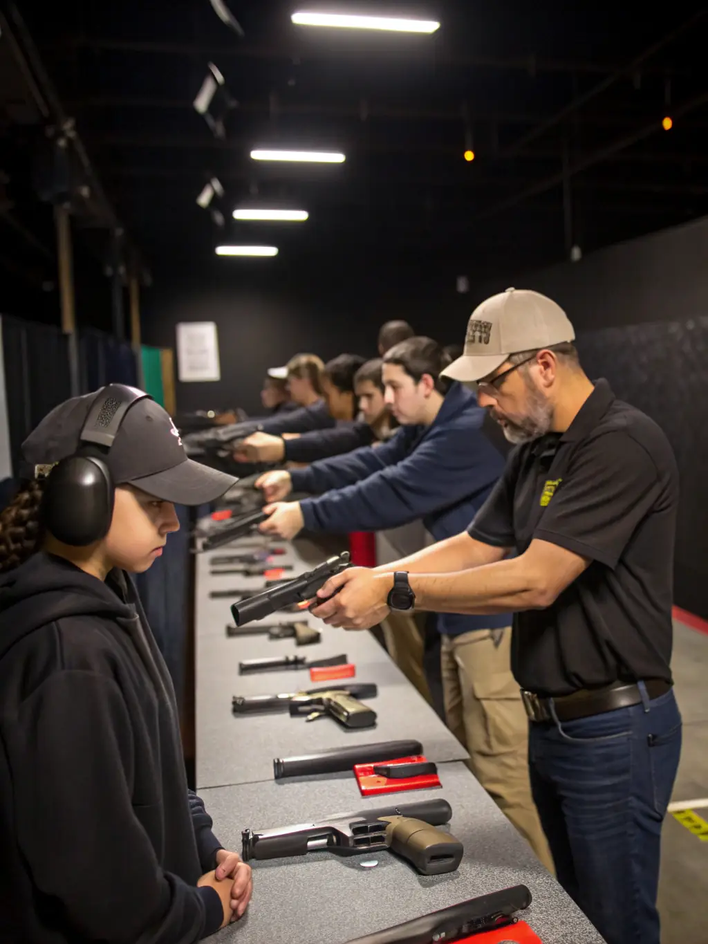 A visually informative image from the Safety Training Campaign, displaying safety protocols and responsible firearm handling. The photo includes instructors demonstrating proper techniques.